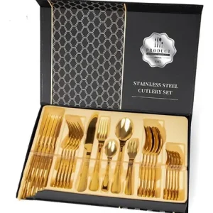 Set De Cubiertos 24 Piezas Dorados