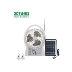 Ventilador Solar 6 En 1 2 Bombillos 5800Mah 6W Gdtimes